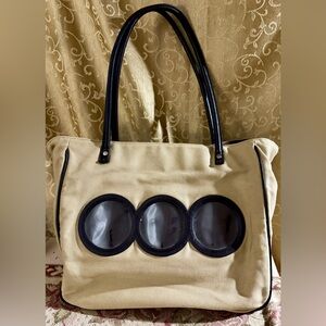 Red Envelope Khaki and Brown Canvas Photo Collage Large Tote Bag